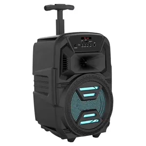 Diskon besar 6.5 inci pengeras suara troli luar ruangan Woofer Dj nirkabel Bluetooth pengeras suara pesta Karaoke aktif dengan lampu warna-warni