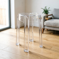 Tabouret en plastique acrylique transparent, style moderne minimaliste épaissi, empilable