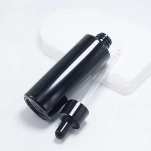 Flat Shoulder 20ml 30ml 40ml 60ml Black Essential Oil <b>Bottle</b> Cosmetic Serum <b>Dropper</b> Glass <b>Bottle</b> with Bamboo <b>Dropper</b> - Product Image 5