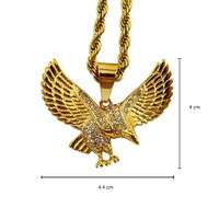 Colgante de águila de acero inoxidable 316L con circonitas pavé, tono dorado, pulido espejo, para hombre, unisex, hipoalergénico, personalizable