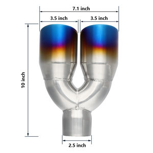 Silenciador de tubo de escape para coche, punta de escape quemada azul de entrada de 2,5 pulgadas, doble salida, personalización de la dimensión, ajuste del 2015 - Product Image 2