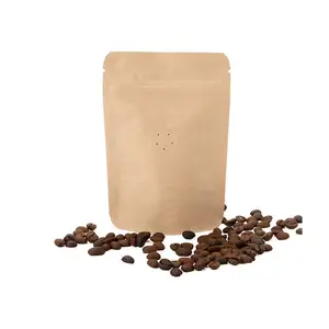 Custom Logo Design Small Large Biodegradable Tin Tie Paper Zipper Coffee Packaging Valve Coffee Bean Storage Bags For Coffee