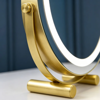 Miroir de maquillage moderne à LED intelligent personnalisé, rotatif, avec commande tactile, en verre HD, luminosité réglable pour la maison et la chambre