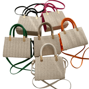 Nouveau sac de plage en paille tendance avec cadenas à lettres, sac à main d'été pour la plage, sac fourre-tout tissé écologique fait à la main, sac à main en tricot pour femmes, vente en gros - Product Image 6