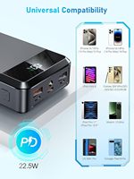 Nouvelle batterie externe portable 20000mAh avec charge rapide PD 22.5W, câble intégré, écran LCD, Micro USB, étanche, petite taille