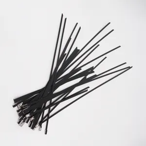 Metal Black PVC Revestido Cabo de Aço Inoxidável Laços Zip Releasable 700mmm