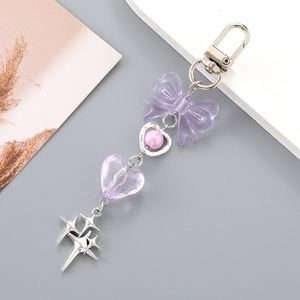 Heart Bow Keychains Mobile Phones Charms Personalized Y2k Luck Star Keychain Bag Charms Decoration Pendant Key <b>Rings</b> - Product Image 3