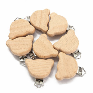 Clip de sucette en forme d'ours de bonne qualité chaînes de clip factices en bois de hêtre pour la dentition à mâcher pour 0-12 mois - Product Image 2