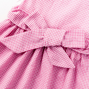 Vestito scozzese per ragazze vestito rosa per <span class=keywords><strong>bambini</strong></span> piccoli senza maniche vestito da principessa per bambina in cotone EMB con applicazioni di fragole - Product Image 5