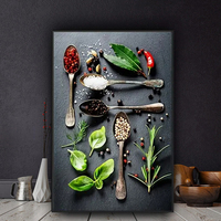 Peinture Art Déco Impressionniste sur Toile, Affiche Murale 3 Pièces Thème Cuisine, Décoration Murale de Salle à Manger en Porcelaine Cristalline, Décoration Intérieure