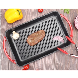 <span class=keywords><strong>Plaque</strong></span> de cuisson rectangulaire en <span class=keywords><strong>fonte</strong></span> émaillée, poêle à griller antiadhésive robuste de qualité commerciale pour restaurant et usage domestique - Product Image 5