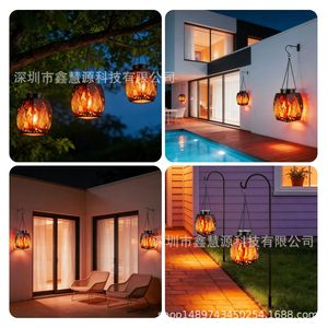 Xinhuiyuan Lighting <b>Solar</b> Flame <b>Lantern</b> Outdoor Garden Decorative <b>Hanging</b> Light With Chain And Hook For Courtyard Use - Product Image 3