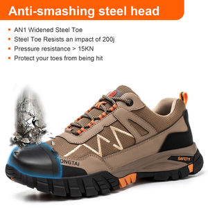 Scarpe Antinfortunistiche da Lavoro per <span class=keywords><strong>Uomo</strong></span> e Donna, Suola in Gomma Marrone, Punta in Acciaio, Antiscivolo, Morbide, alla Moda, Leggere, con Allacciatura Rapida - Product Image 2