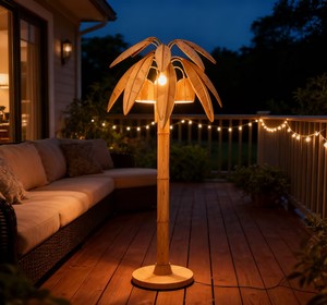 Lampe de sol en <span class=keywords><strong>rotin</strong></span> faite à la main sur mesure pour salon, chambre à coucher, villa, cour, thème hôtel, décoration de complexe hôtelier, <span class=keywords><strong>palmier</strong></span> - Product Image 2
