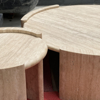 Table d'appoint personnalisée en travertin naturel moderne Table basse en marbre beige Fabricant de meubles de maison en ciment personnalisé