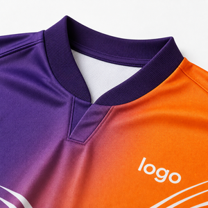 Polo de béisbol personalizado con degradado, efecto atardecer, sublimación, uniforme de equipo de liga, rendimiento, logotipo personalizado, OEM - Product Image 3