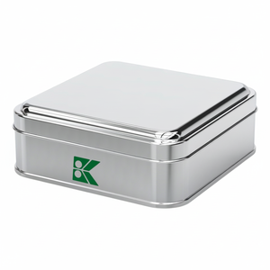 Kontensan L532 Square Tin Can 0.50 Lt Textile Watch Stationery Promotional <b>Box</b> 120 X 120 mm X H39 mm - Product Image 2