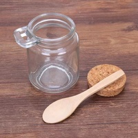 Botol Garam Mandi Kaca 130ml 250ml Stoples Kosmetik 8oz Botol Kaca dengan Sendok Kayu dan Tutup Gabus