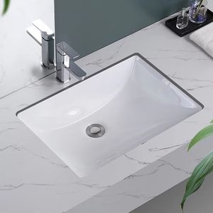 Lavabos de Baño Modernos Rectangulares Blancos de Cerámica para Instalar Bajo Encimera, Ecológicos y Fáciles de Limpiar - Product Image 3