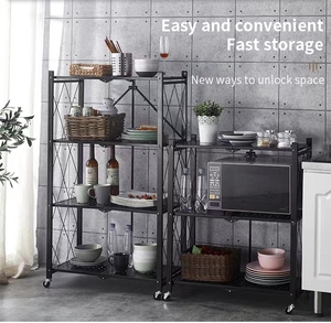 Lưu trữ nhà Kệ gấp kim loại lưu trữ giá tổ chức với bánh xe - Product Image 2