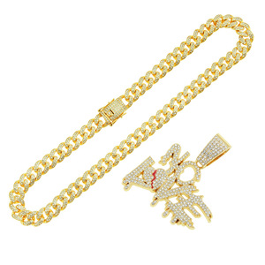 Personalità creativa nuova lettera di trapano completo collana con ciondolo a forma di <span class=keywords><strong>cuore</strong></span> <span class=keywords><strong>spezzato</strong></span> collana girocollo prepotente Hip Hop Cool - Product Image 4