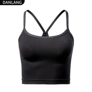 Lässige offener Rücken Damen Spaghettiträger Crop Stretch Weste kurz Tank-Top Slim Fit nahtloses individuelles Unterhemd