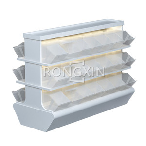 Candy Acrylic Bin Wood Floor Display Custom Shopping Mall Cake Display Shelf Design Wholesale Double Sided Gondola For Sweets