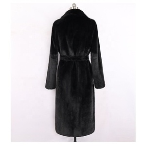 <span class=keywords><strong>Manteau</strong></span> <span class=keywords><strong>long</strong></span> <span class=keywords><strong>noir</strong></span> en fausse fourrure pour femme de luxe de haute qualité avec ceintures d'automne et d'hiver vente en ligne - Product Image 3