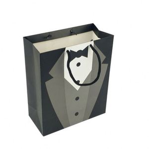 Sacs en papier à provisions en carton blanc de luxe de conception personnalisée en Chine avec smoking noir créatif pour les petites entreprises - Product Image 2