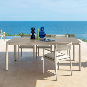 Silla de Comedor para Exteriores, <span class=keywords><strong>Mesa</strong></span> Rectangular Sin Vidrio, Muebles de Patio, Silla de Mimbre, Junto a la Piscina - Product Image 1