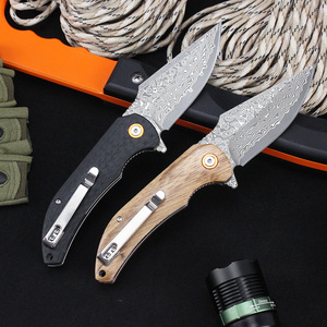 GT-DM019 Nuovo Coltello Pieghevole Tattico in Acciaio Damasco per Esterni, Alta Durezza, Manico in G10, Coltelli Tunafire - Product Image 2