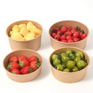 Tapa Redonda Desechable para Tazón de Ensalada de Papel Kraft, 100% Biodegradable, Apta para Microondas, Ecológica, para Uso en Campamentos, Contenedor de Alimentos para Llevar - Product Image 4