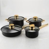 Ensemble de 12 ustensiles de cuisine en acier inoxydable noir, casseroles et poêles de cuisine