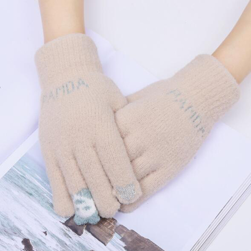 Winter Touch Screen Gloves Warm Knit Gloves Phone Touch Five Fingers Cute Gloves for Women