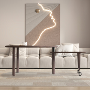 Table basse moderne avec pieds en bois massif, rotative, pour salon - Product Image 5
