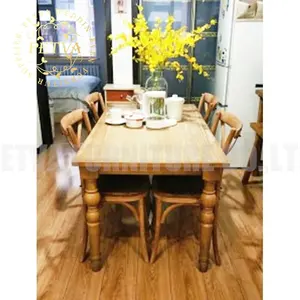 Wood Color 1.8m Oak Wooden Long Luxury Dining Table Rectangular 20 Seats Luxury Italy For Restaurant Used