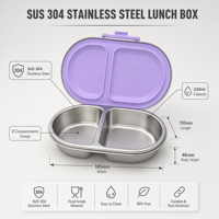 Boîte à bento mignonne en acier inoxydable sans BPA, écologique, compatible micro-ondes, anti-fuite, pour repas sains des enfants (lot de deux)