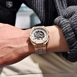 Benyar Men's <b>Automatic</b> Mechanical <b>Skeleton</b> <b>Watch</b> Stainless Steel Strap Waterproof Luminous Sport <b>Watch</b> BY-5212M - Product Image 3