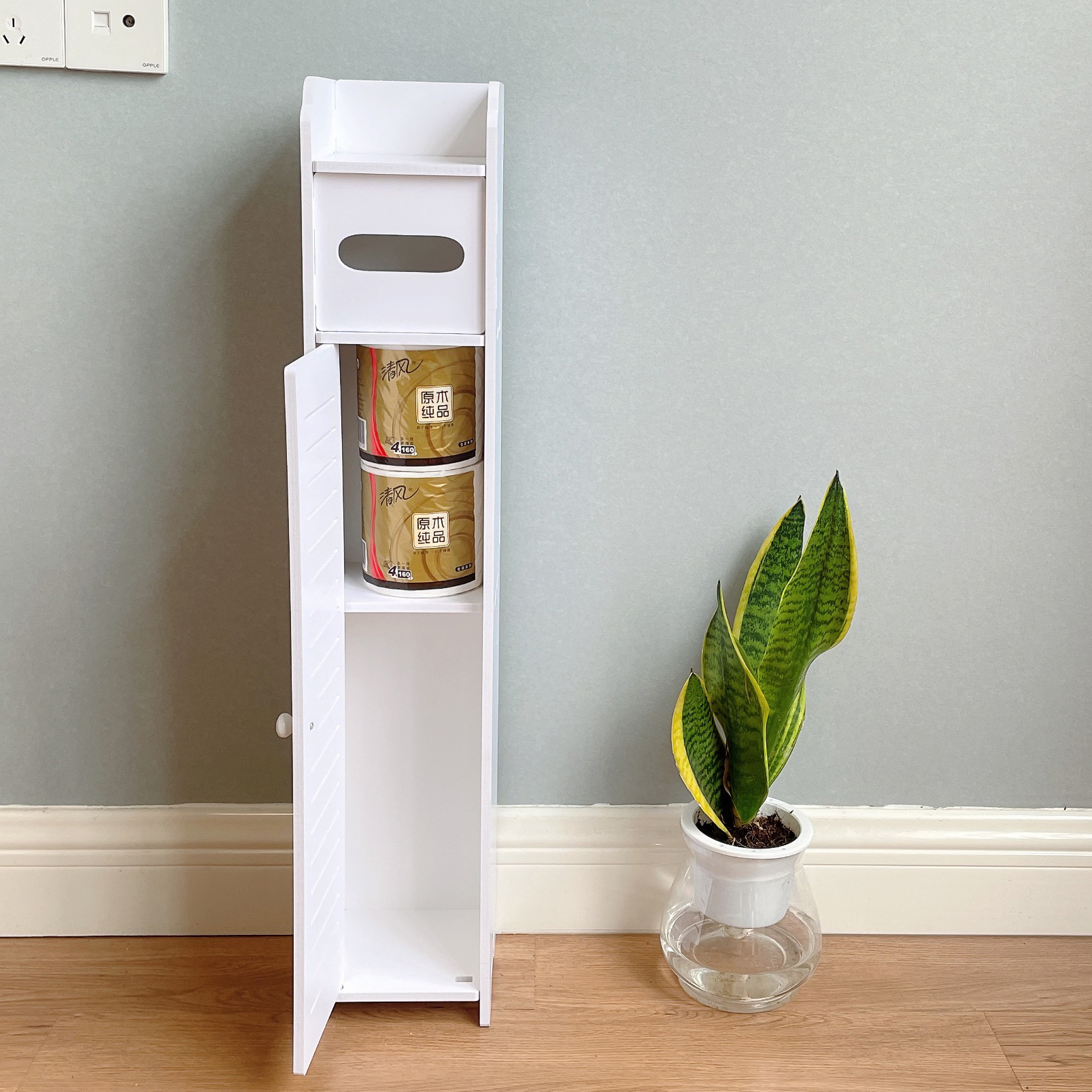Toilet Paper Holder Stand,Bathroom Storage Cabinet Beside Toilet Storage Great for Small Bath,Waterproof Toilet Paper Stand