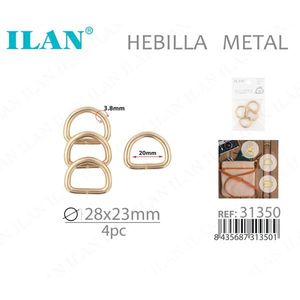 Fibbia in metallo Ilan 28x23 mm 4 pezzi per borse e accessori - Product Image 1