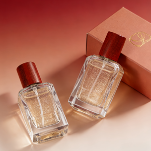 Flacon de parfum élégant et raffiné en verre transparent épais de 30 ml et 50 ml, vide, pour emballage de parfum de <span class=keywords><strong>mariage</strong></span>, avec bouchon en bois - Product Image 6