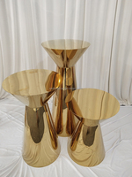 Table Ronde à Gâteau en Acier Inoxydable Doré pour Décoration d'Événements de Mariage - Prix d'Usine