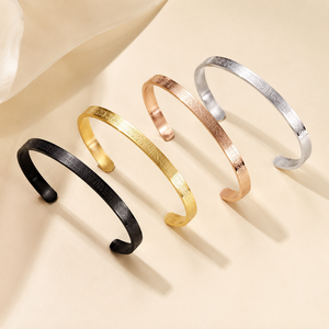 Arabic Engraved <b>for</b> 18K Gold Plated Stainless Steel Women's Casual/Sporty Geometric Gift Jewelry Bracelets <b>Bangles</b> - Product Image 4