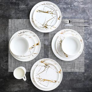 Luxury Modern Gold <strong>Marble</strong> Designer 16 Piece Germany Western Porcelain Ceramic Fine China <strong>Dinnerware</strong> <strong>Set</strong> for 4 Person - Product Image 2