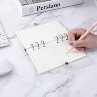 Couverture de reliure à 6 anneaux A6 en PVC transparent à feuilles mobiles Style spirale coque souple pour ordinateur portable protecteur fermeture à bouton-pression dossiers rechargeables