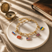Breloques personnalisables de haute qualité avec drapeaux nationaux, divers pays, unisexe, en acier inoxydable électroplaqué, pendentif tendance et à la mode