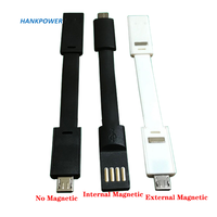 Câble de charge magnétique plat USB micro portable 9 cm, câble magnétique en forme de nouille