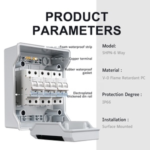 Fácil instalación IP66 impermeable Din Rail PC calidad 4 6 9 12 18 vías caja de distribución de vías con Mini disyuntor - Product Image 2