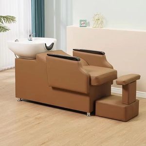 Wholesale Modern Hair Salon Shampoo <b>Bed</b> Manufacturer's Custom Ceramic Basin Semi-Reclining Head Therapy Barber Shop Washing <b>Bed</b> - Product Image 4