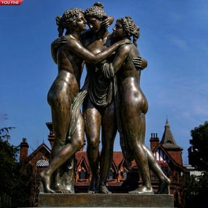 YOUFINE Escultura de Bronce de Tres Chicas, Estatua Clásica de Figura Femenina para Decoración de Jardín o Parque al Aire Libre - Product Image 2